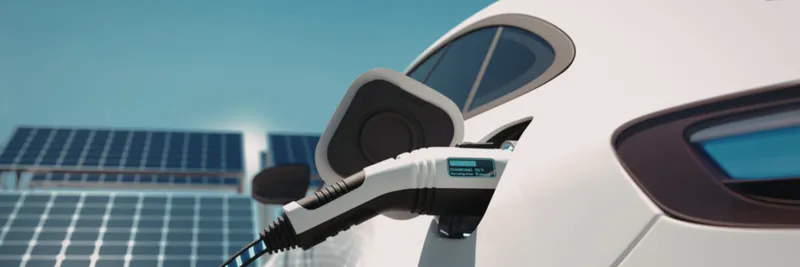 Elektroauto an einer Ladestation mit Solarpanels